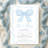 Blue Bow Boy Coquette Baby shower Uitnodiging