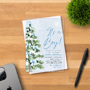 Blue Bow Boy Kerstboom Oh Baby Baby shower Acryl Uitnodigingen