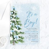 Blue Bow Boy Kerstboom Oh Baby Baby shower Acryl Uitnodigingen