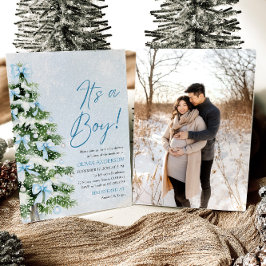 Blue Bow Boy Kerstboom Oh Baby Baby shower Kaart