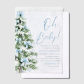 Blue Bow Boy Kerstboom Oh Baby Baby shower Vellum Uitnodigingen (Offset)