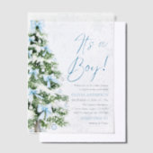 Blue Bow Boy Kerstboom Oh Baby Baby shower Vellum Uitnodigingen (Offset)