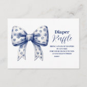 Blue Bow Boy Raffle Diapper Informatiekaartje (Voorkant)