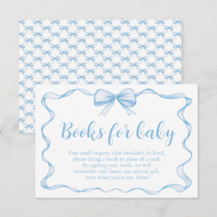Blue Bow Boy Ribbon Baby shower Boeken voor Baby Informatiekaartje