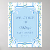 Blue Bow Boy Shabby Chic Baby shower Welkom Poster (Voorkant)
