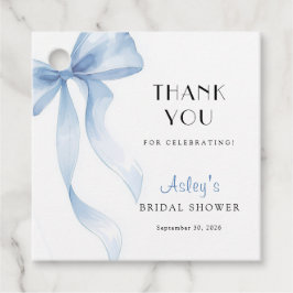 Blue Bow Bridal Shower Bedankjes Labels