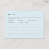 Blue Bow Bridal Shower Recipe Request Informatiekaartje (Achterkant)