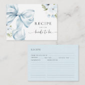 Blue Bow Bridal Shower Recipe Request Informatiekaartje (Voorkant / Achterkant)