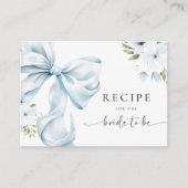 Blue Bow Bridal Shower Recipe Request Informatiekaartje (Voorkant)