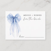Blue Bow Bride Vrijgezellenfeest advies en wensen Informatiekaartje (Voorkant)