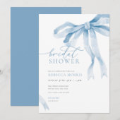 Blue Bow bruids douche uitnodiging Iets blauw (Voorkant / Achterkant)