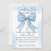 Blue Bow Bruids Douche Uitnodiging Sjabloon, Somet (Voorkant)