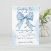 Blue Bow Bruids Douche Uitnodiging Sjabloon, Somet (Staand voorkant)