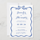 Blue Bow bruiloft uitnodiging (Voorkant)