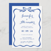 Blue Bow bruiloft uitnodiging (Voorkant / Achterkant)