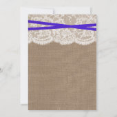 Blue Bow Burlap & Lace Wedding Rehearsal Dinner Kaart (Achterkant)