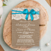 Blue Bow Burlap & Lace Wedding Rehearsal Dinner Kaart