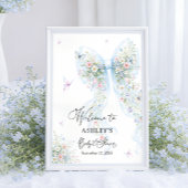 Blue Bow Butterfly Baby Shower Welcome Poster
