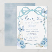 Blue Bow Butterfly Love in Bloom Vrijgezellenfeest Kaart (Voorkant / Achterkant)