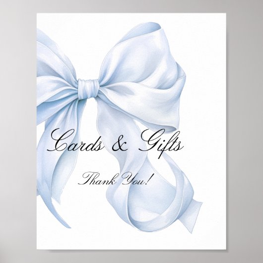 Blue Bow Cards and Gifts Sign, Coquette Bow Poster (Voorkant)