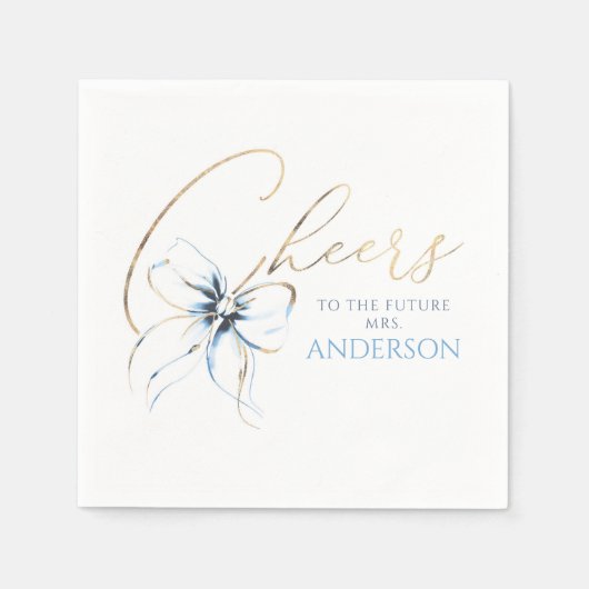 Blue Bow Cheers To The Future Mrs Bridal Shower Servet (Voorkant)