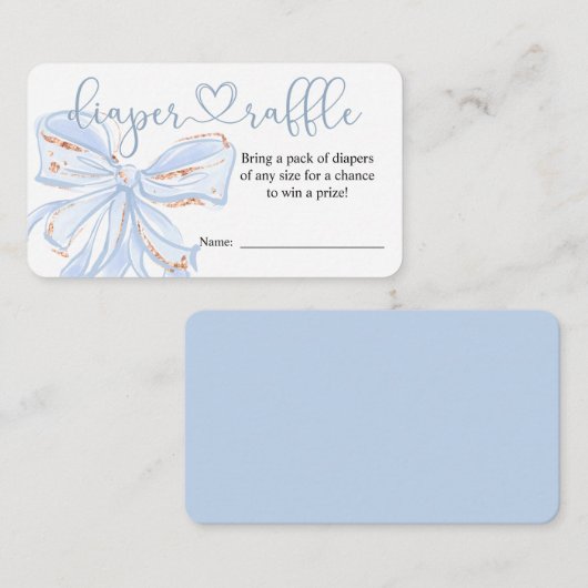 Blue Bow Chic Boy Baby shower Luier Raffle Kaart (Voorkant / Achterkant)