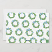 Blue Bow Christmas Boxwood Krans Foto Feestdagenkaart (Achterkant)