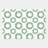 Blue Bow Christmas Boxwood Krans Inpakpapier Vel (Voorkant 2)