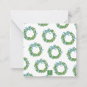 Blue Bow Christmas Boxwood Krans Notitiekaartje (Achterkant)