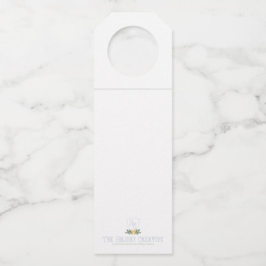 Blue Bow Christmas Crest Bottle Hanger Labels (Achterkant)