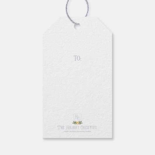 Blue Bow Christmas Crest Cadeaulabel (Achterkant)