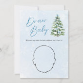 Blue Bow Christmas Tree Baby Shower Draw Baby Game Kaart (Voorkant)
