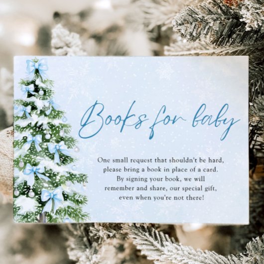 Blue Bow Christmas Tree Books for Baby Baby Shower Kaart
