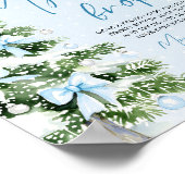 Blue Bow Christmas Tree My Water Broke Baby Shower Poster (Hoek)