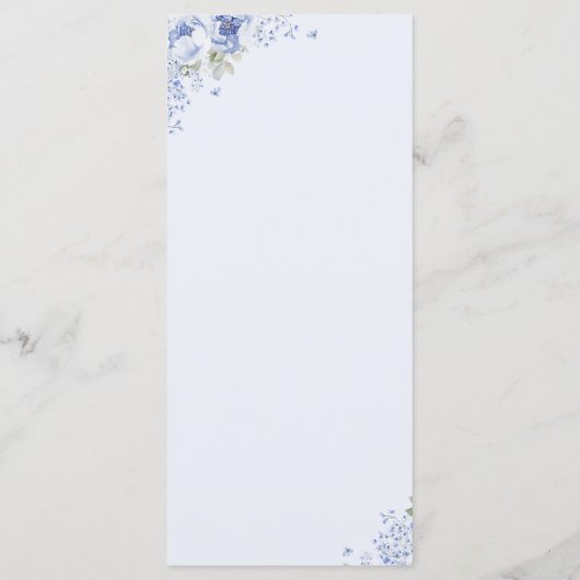 Blue Bow Coffee Bridal Shower Menu Card (Achterkant)