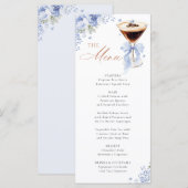 Blue Bow Coffee Bridal Shower Menu Card (Voorkant / Achterkant)