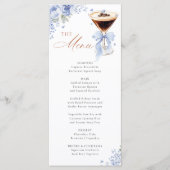 Blue Bow Coffee Bridal Shower Menu Card (Voorkant)