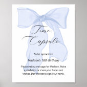 Blue Bow Coquette 1st Birthday Time Capsule Poster (Voorkant)