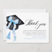 Blue Bow Coquette Afstudeerdop Dank u kaarten (Voorkant)