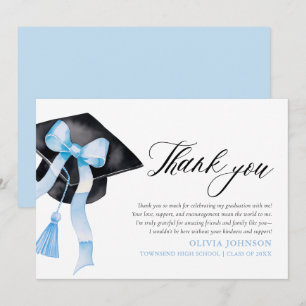 Blue Bow Coquette Afstudeerdop Dank u kaarten