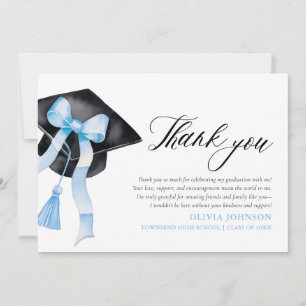 Blue Bow Coquette Afstudeerdop Dank u kaarten
