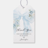 Blue Bow Coquette Baby Boy Shower Dank u Cadeaulabel (Voorkant)