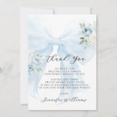 Blue Bow Coquette Baby in Bloom Boy Shower Bedankkaart (Voorkant)