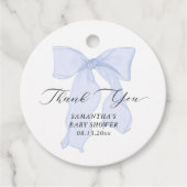Blue Bow Coquette Baby shower Bedankjes Labels (Voorkant)