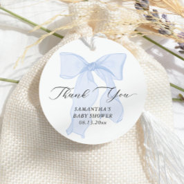 Blue Bow Coquette Baby shower Bedankjes Labels