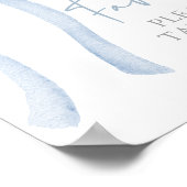 Blue Bow Coquette Baby shower Favors Sign Poster (Hoek)