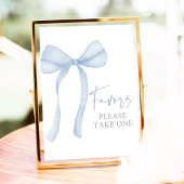 Blue Bow Coquette Baby shower Favors Sign Poster