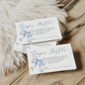 Blue Bow Coquette Baby shower Luier Raffle Informatiekaartje