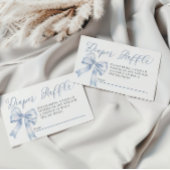 Blue Bow Coquette Baby shower Luier Raffle Informatiekaartje
