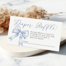 Blue Bow Coquette Baby shower Luier Raffle Informatiekaartje